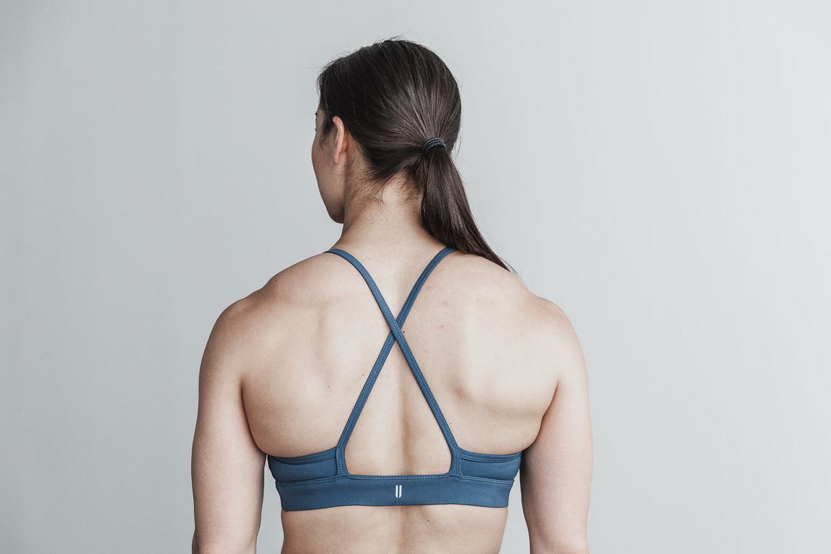 Nobull High-Neck Matte Women's Sports Bras Blue | Australia (OE7038)